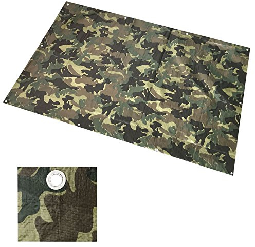4 x 5m US ARMY Woodland Camouflage Abdeckplane, Gewebeplane, Bauplane, Gartenplane, Schutzplane mit Ösen - Wasserdicht