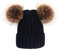 Damen Strickmützen mit Bommel Bommelmütze Pudelmütze Winter Hüte für Frauen Mädchen (Schwarz)
