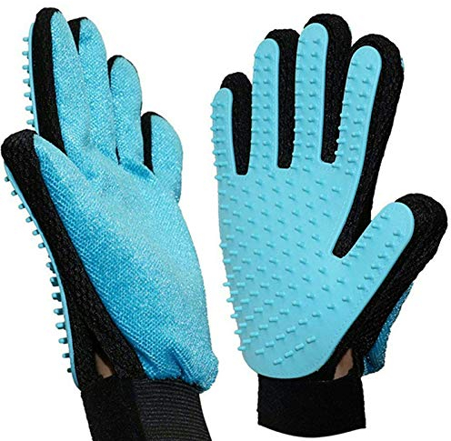 Haustier Bürsten Handschuh,2 in 1 Pet Pflegen Handschuhe and Möbel Haustier Haarentferner Mitt Gentle Deshedding Bürste Massage Handschuh für Hund, Katze, Pferde