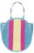 Becksöndergaard Damen Einkaufstasche Taya Bag - Shopper Strandtasche Korbtasche bunt mit breiten Streifen außen 100% Bast Innenfutter 100% Baumwolle 33x35 cm (Powder Blue)