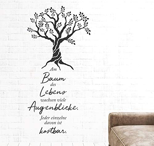 tjapalo® pkm537 Wandtattoo Wohnzimmer Wandspruch Baum des Lebens Sprüche Zitate Wandaufkleber, Größe: H80xB36cm, Farbe: lavendel