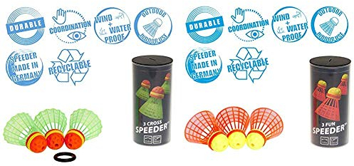 Speedminton Cross Speeder – 3er Pack Speed Badminton/Crossminton Outdoor Ball inkl. Windring Fun Speeder® - 3er Pack Speed Badminton/Crossminton Einsteiger- und Kinderball