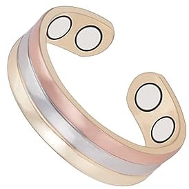 YINOX CPR-0950S-S Tri Tone Magnetischer Kupferring für Arthritis mit Gesundheits-Heilmagneten hinzugefügt Manschette Damen Herren