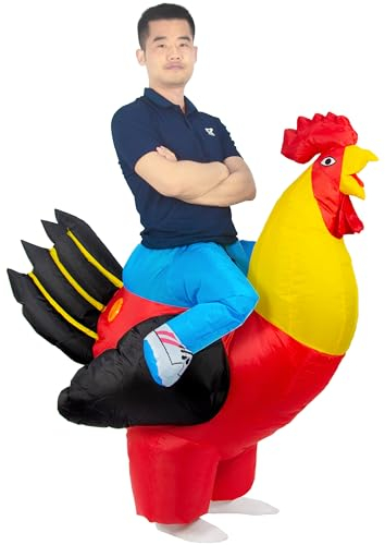 JYZCOS Aufblasbares Hahn Kostüm für Erwachsene, Huhn, Junggesellenabschied, Halloween, Tierkostüm