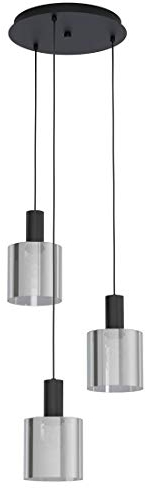 EGLO Rauchglas Hängeleuchte GOROSIBA schwarz-transparent H:130 Ø:41cm dimmbar