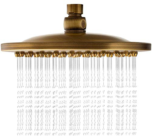 HomeLava Antike Messing Duschkopf Regendusche Runde 8 Zoll Kopfbrause Regendusche Bronze Retro-Stil