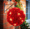 BW Beddingwares 20 LED Solar Powered - Topiary Ball 2 Functions Hanging Garden, Boxwood Light Ornament Auto ON/OFF Static & Flashing (Red, 4 x Topiary Balls)
