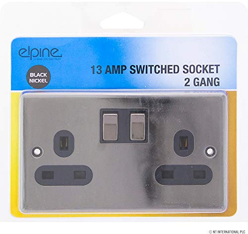 Black Nickel 13amp Socket Double Switch - Usb Plug 2 Gang Power Electric Wall Power | Usb Charger Socket Suitables For Homes, Home Offices And Offices, Laptops, Phones
