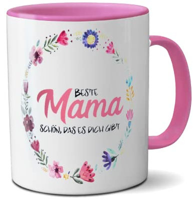 Kilala Kaffeetasse Muttertag Blumenkranz Muttertagsgeschenk Becher Spruch inkl. Geschenkverpackung (Blumenkranz)