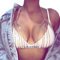IYOU Boho Kristall Körperkette Silber Funkelnd Strass Brustketten Nachtclub Bikini BH Kette Sommer Strand Körperzubehör Schmuck zum Frauen und Mädchen
