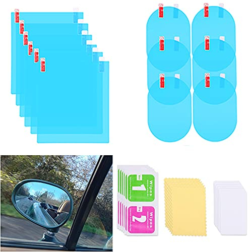 Auto Regenschutzfolie, CTRICALVER 12 Stücke Regenschutzfolie Rückspiegel, Wasserabweisend Blendschutz Anti-Beschlag-Aufkleber, für Die Meisten Autos