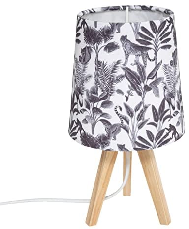 Atmosphera - Lampe trépied enfant Jungle - noir et blanc H24 cm