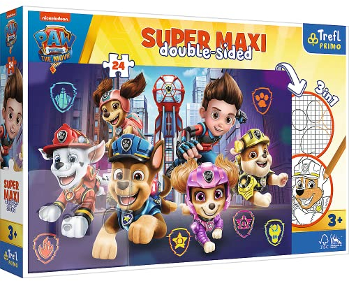Trefl Primo - Neue Herausforderungen PAW Patrol - 3in1: Puzzle 24 Großteile, Farbbild, Spiel mit Farbkomponenten Bunt Puzzle mit Bohatern Märchen Spielspaß Kinder ab 3 Jahren