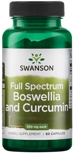Swanson, Full Spectrum Boswellia and Curcumin, Frankincense and Turmeric, 60 Capsules, High Dose, Soy Free, Gluten Free, Non-GMO