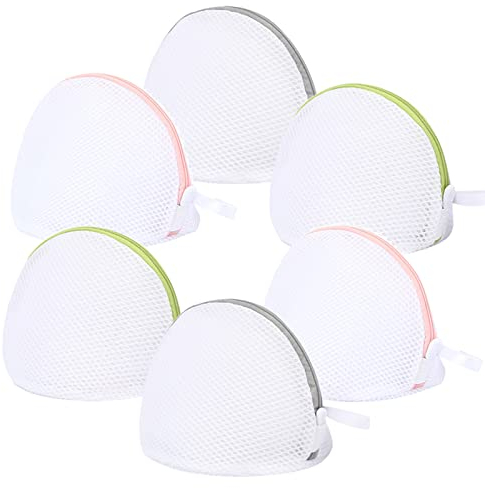DY.2ten Bra Laundry Bags, Mesh Laundry Bags Small, Laundry Bags with Zips, 6Pcs Mesh Wash Bags Semicircle Zips Washing Machine Bag for Bra, Underwear, Socks, Travel Laundry Storage, Organization