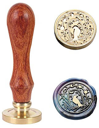PORXFLY Wachssiegelstempel, Krähenwachssiegel-Stempel, Tier-Wachssiegel-Stempel-Set, Vintage, personalisiert, für Briefkarten, Einladungen, Geschenkverpackungen (Sternenkrähe)