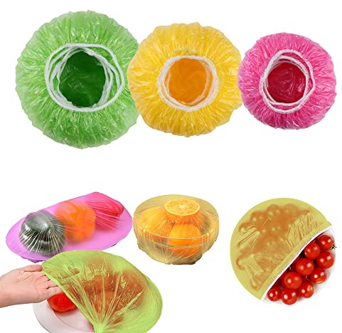 JSMTKJ Coperchi in Plastica Morbida Ciotole, 72 Pezzi Copri Alimenti Riutilizzabile, Sacchetti per La Conservazione dei Prodotti Freschi delle Verdure, per Cuffia da Doccia