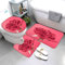 AOLIGL Badematte Romantische Rose Blumen Rosa Valentinstag Badematten Set rutschfest Waschbar Badgarnitur 3teilig - WC Deckelbezug U-förmigen Contour Badezimmerteppich Matte Flauschige