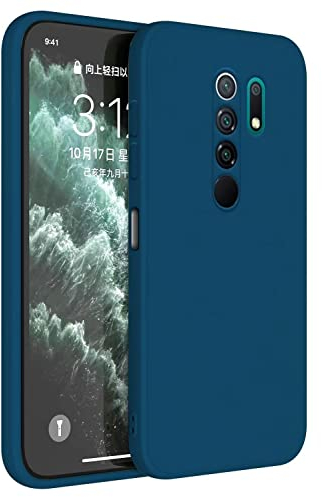 Topme Cover per Redmi 9 (6.53 Inches) Custodia Case, Protezione Della Pelle Della Custodia in Silicone Tpu - Blu zaffiro
