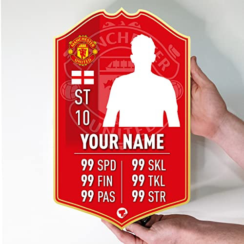 Themed Man United Gift Personalised Football Stats Card Manchester United Customised Football Present Make Your Own (48cm x 30cm)