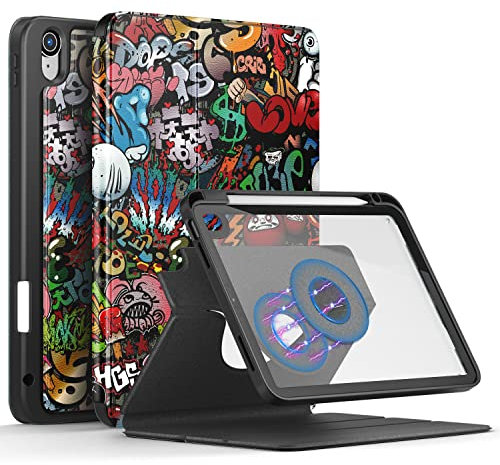 DINGGUAGUA Custodia per iPad 10 Generation 10.9 Pollici 2022 A2757/A2777,Staccabile Cover con Rotazione 360° Funzione Supporto,e Auto Sveglia/Sonno,Graffiti