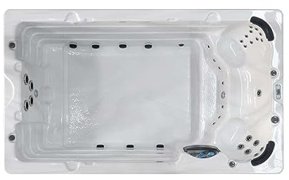 Sanotechnik Outdoor Schwimm Whirlpool Ibiza - inkl. Abdeckung - Außenmaß: 400 x 228 x 131 cm - Mit Gegenstromanlage, Wasserfall, LED Beleuchtung, Soundsystem, Massagedüsen