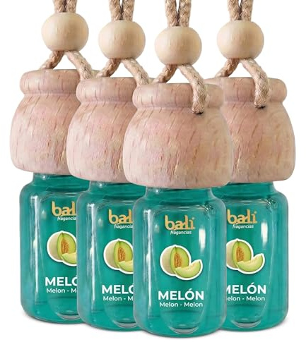 BALI FRAGRANCES lufterfrischer auto 4 Stück - je 6 ml, Melone Auto duft öl, 0% Alkohol, Luftreinigung mit langanhaltendem Auto Duft Innenraum flasche, absorbiert schlechte Gerüche Ihrem Fahrzeug
