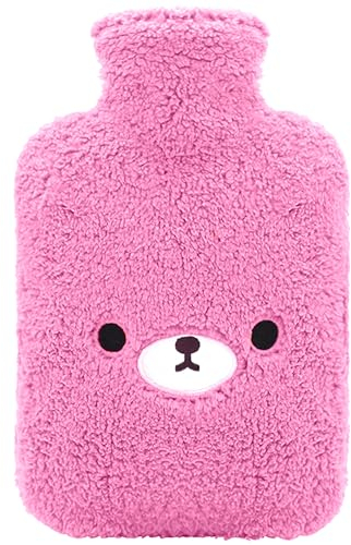 samply Hot Water Bottle with Cute Cover,2L Hot Water Bag for Hot and Cold Compress, Hand Feet Warmer,Neck and Shoulder Pain Relief, Purple Bear
