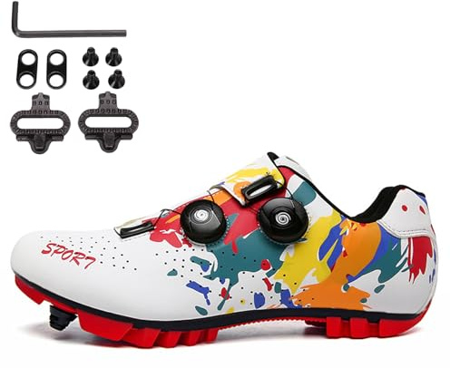 SDEQA Fahrradschuhe MTB Herren Damen Mountainbike Schuhe Kompatible mit SPD 2 Bolts Pedals with Cleats Unisex Radsportschuhe Draussen