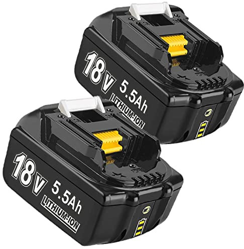 2X 18V 5500mAh Ersatzakku für Makita BL1860B BL1850B BL1840 BL1830 BL1860B BL1815 BL1835 BL1860B BL1845 BL1850 194205-3 LXT-400 with LED Werkzeugakku