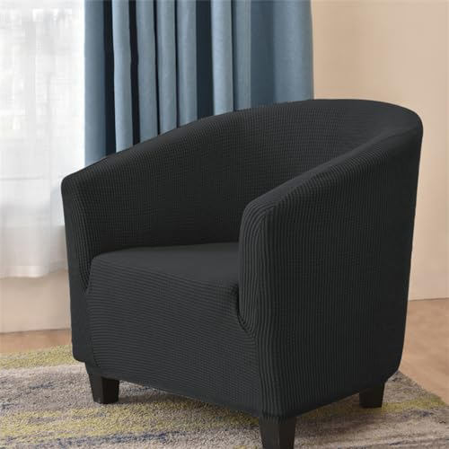 Highdi Sesselschoner Clubsessel 1 Sitz Einfarbiges Jacquard Stretch Sesselhusse Tub Chair Sesselüberwürfe Waschbar Universal Stuhlbezüge für Café, Bar, Büro, Empfang (Schwarz)