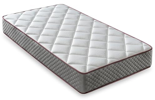 LUXIABED Matratze 90 x 200 cm, viskoelastisch Plus, anpassbar, wendbar, für Winter und Sommer, Einzelbett, milbendicht und atmungsaktiv, Flexycell-Kern, Komfort + mittlere Härte, Grau, Modell Elixir