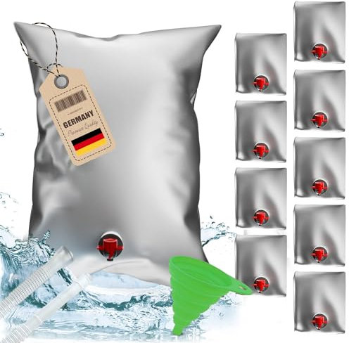 ZELTNACHT 10x Premium Wasserbeutel 30L BPA-frei - Faltbar & Wiederverwendbar für Camping, Wandern, Survival - Sicherer Trinkwasserspeicher, Outdoor-Zubehör, Notfall-Kit, Effiziente Wasseraufbewahrung