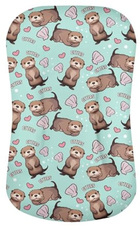 ZOUTAIRONG Sea Otter Stubenwagen-Bettwäsche-Set, kompatibel mit Mika Micky, Baby Delight, Dream On Me Stubenwagen-Matratze, Jersey-Strick, ultraweich, flexibel, für Babys, Jungen, Mädchen, Grün