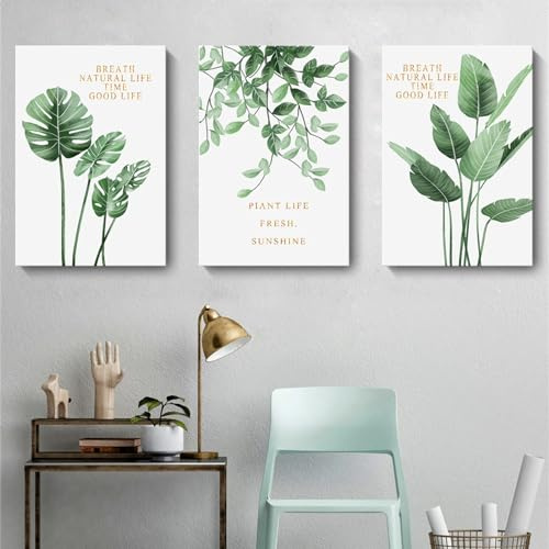 LXTOPN 3er Premium Poster Set, Grün Pflanzen Blätter Wandbilder, Pflanzen Blätter Leinwandbilder,Blumen Wandposter Wohnzimmer OHNE Rahmen Dekor. (ZLY01, 3 * 50x70cm)