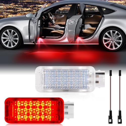 POPMOTORZ 2 Stücke LED Autotür Lichter, LED Innenbeleuchtung für A-udi A2/A3 8P/A4 B5-B8/A5 S5/A6 C5/S6 C5/A7 5D/A8 4D/RS4/RS6/TT/TTS, Rot