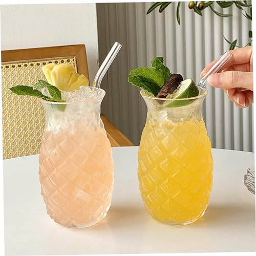 Ananasgläser, 2pcs 480ml Glasananasbecher mit Strohhalmen, Ananasgläser für Cocktails, Tiki -Brillen, Trinkgläser für Bar, Party Weinsaft