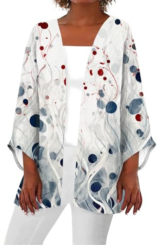 SCBFDI Summer Jackets for Women Uk, Lightweight Cardigans for Women Vintage Flower Print Quilted Jackets Oversized 3/4 Sleeve Beach Cover Up Shrugs, Summer Long Sleeve Duster Cardigan, Girls' Coats