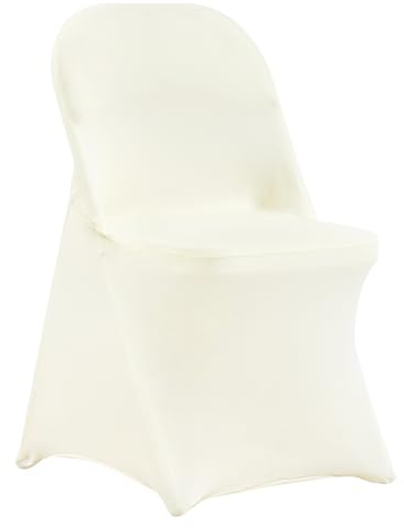 VEVOR Stuhlhussen für Klappstühle aus Elastischem Spandex, Kurzer Stuhlbezug, Abnehmbare & Waschbare Schonbezüge, für Hochzeit, Urlaub, Bankett, Party, Feier (30 Stück, Elfenbeinweiß)