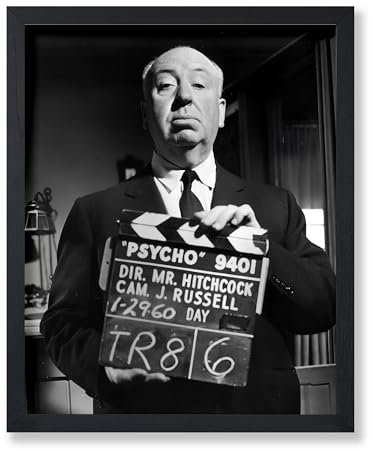Poster Master Psycho Clapboard Print – Filmregisseur-Poster – Promi-Porträtkunst – Schwarz-Weiß-Fotografie-Wanddesign – tolle Büro- oder Studio-Dekoration – 20,3 x 25,4 cm, ungerahmt