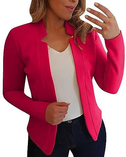 Blazer, giacca corta da donna, elegante, aperta, per lavoro, ufficio, estiva, per le mezze stagioni, leggera, sottile, per il tempo libero, a maniche lunghe, cardigan, RD1, S