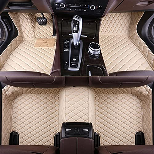 YMXFKY Auto Fußmatte für BYD Song EV 2024 Maßgeschneiderte Allwetter Leder Wasserdicht Staubdicht Kratzfest rutschfest Protection Liner,E:Beige