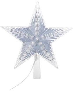 Harilla Weihnachtsbaumspitze, Weihnachtsbaumdekoration Baumspitze, beleuchteter Stern für Weihnachtsbaumspitze, Sternbaumspitze für Dekoration, 20 cm Weiß