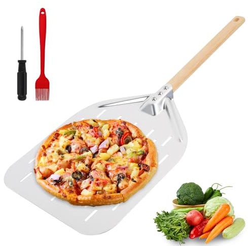 NZZVNZ Pala Pizza 39.5 x30 x 2cm, Perforada de Aluminio Para Horno, Profesional Para Pan y Pizzas