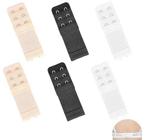 YUGUOLAN 6 Stücke BH-Verlängerer, BH Erweiterung 2 Haken, BH Verlängerung, Bra Extender, Bequem Und Dehnbar, Set Geeignet Gewichtszunahme-Schwangerschaft-Stillzeit(Schwarz, Weiß, Hautfarbe)