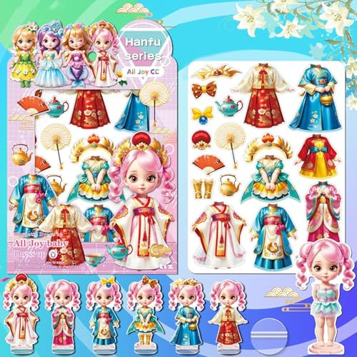 Magnetische Anziehpuppen, Magnetische Anziehpuppen Set mit magnetischen Anziehpuppen und Mädchen Kostüme, Kleinkind Mädchen Spielzeug für Mädchen Alter 3+ Pflege Kreativität (Hanfu-Serie)