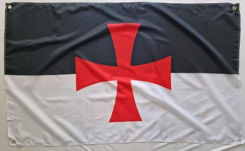 Bandera templaria, reforzada con 4 ojales, 150 x 90 cm (Templarios)
