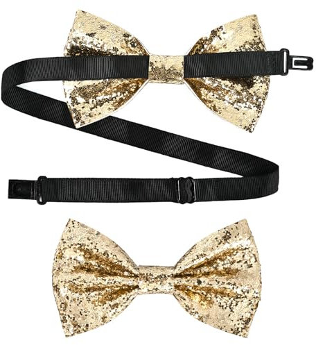 Pailletten Tie, Party Krawatte Fliege, Pailletten Krawatte Fliege, Party Krawatte Fliege Herren, Krawatte Fliege Glitzer, Krawatte Fliege Herren, Verstellbare Fliege, für Party Kostüme(Gloden)