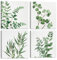 CHDITB 4PS Green Plant Wall Art,Boho Botanical Art Prints,Sage Green Canvas Poster,Boho Green Leaves Wall Decor,Minimalist Green Leaves Boho Wall Picture for Bedroom Living Room Bathroom Kitchen