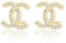 Damen Ohrringe Gold, Hypoallergene Doppel-C-Zirkonia-Ohrringe, Ohrringe Gold Wasserfest, Goldene Ohrringe Damen, Mädchen Ohrringe, Geschenk für Muttertag, Valentinstag und Geburtstag (Gold)